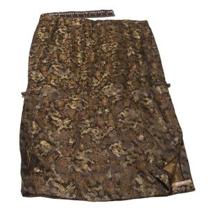 Black & gold size 10 asian print pencil skirt with side slits